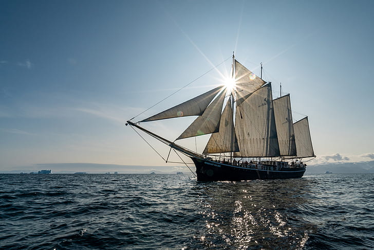 HD wallpaper: sea, sailboat, schooner