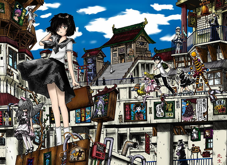 girlfriend, mikoto, mysterious, school, uniforms, urabe, HD wallpaper