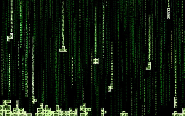 The Matrix, Tetris, movies, video games, crossover, code, retro games, HD wallpaper