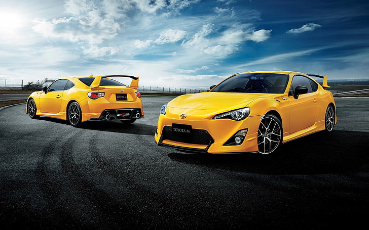 yellow sports coupe, Toyota 86, car, race tracks, mode of transportation