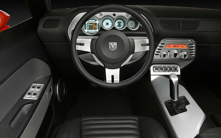Dodge Challenger Concept Interior, black car steering wheel, cars, HD wallpaper