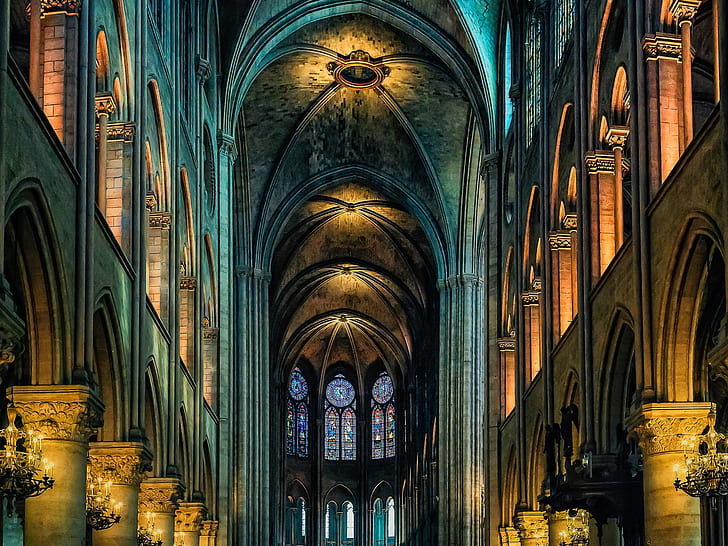 Cathedral, Notre Dame, indoor, Paris, France, HD wallpaper