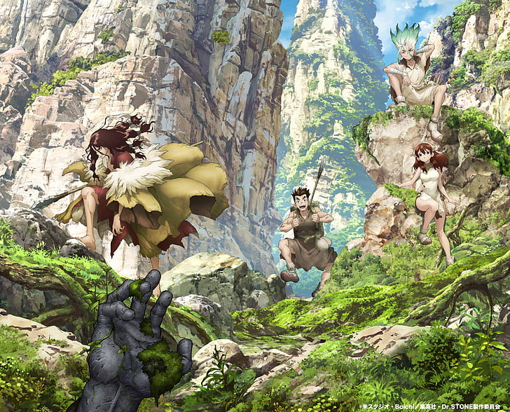 Anime, Dr. Stone, Senku Ishigami, Taiju Oki, Tsukasa Shishio, HD wallpaper