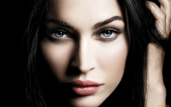 Megan Fox, women, celebrity, blue eyes, face, closeup, actress