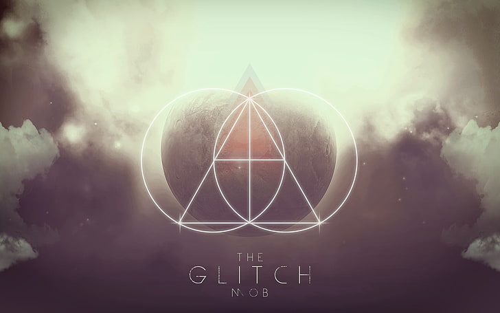 The Glitch logo, The Glitch Mob, minimalism, brown, clouds, triangle, HD wallpaper