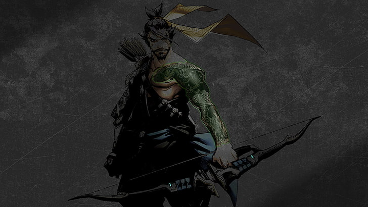 man holding bow illustration, Overwatch, Hanzo (Overwatch), Blizzard Entertainment, HD wallpaper