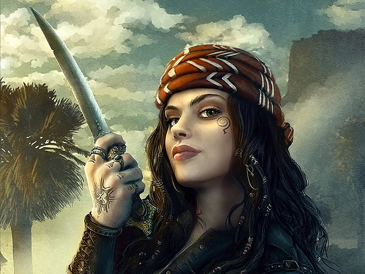 HD wallpaper: Fantasy, Women Warrior, Pirate, Sword, Tattoo, Woman, Woman  Warrior | Wallpaper Flare