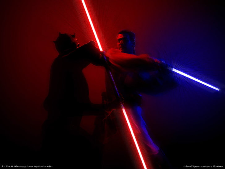 Darth Maul and Obiwan Kenobi wallpaper, Star Wars, lightsaber