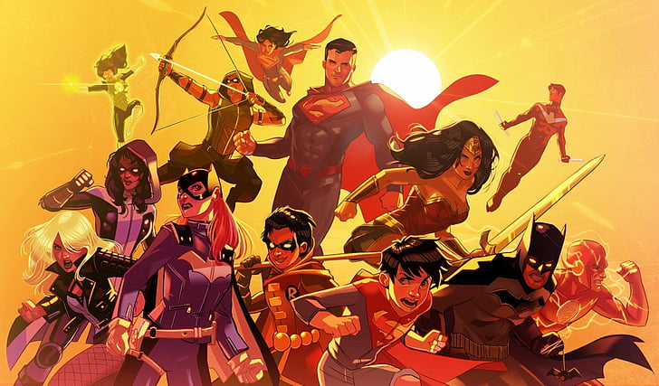 Comics, DC Comics, Batgirl, Batman, Flash, Green Arrow, Justice League, HD wallpaper
