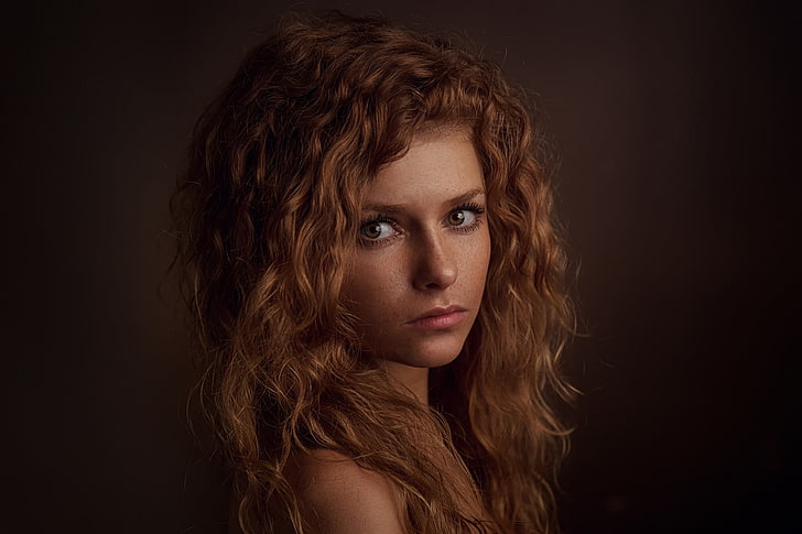 portrait of woman, face, Julia Yaroshenko, redhead, freckles