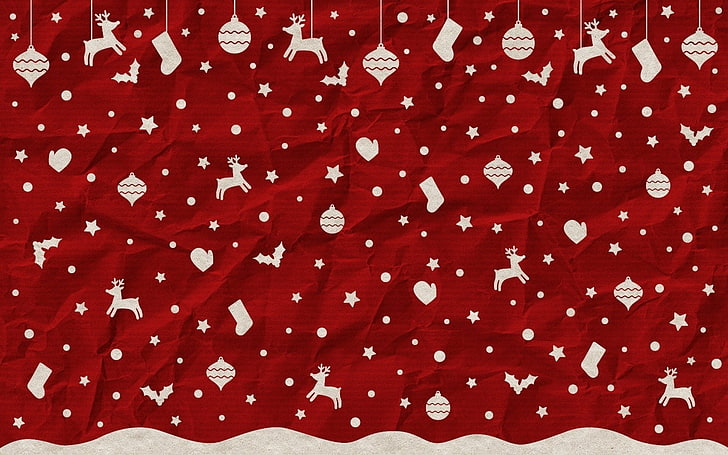 Holiday, Christmas, Pattern, Red, Reindeer, backgrounds, full frame, HD wallpaper