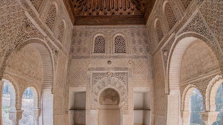 arab architecture, spain, granada, europe, palace, alhambra palace, HD wallpaper