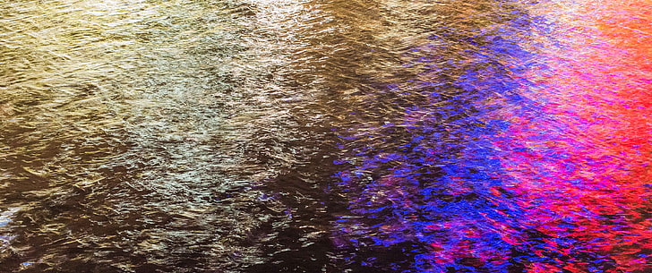 water ripple, river, city, lights, night, reflection, full frame, HD wallpaper