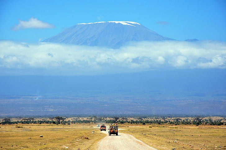 Mount Kilimanjaro, nature, landscape, mountains, Tanzania, road, HD wallpaper