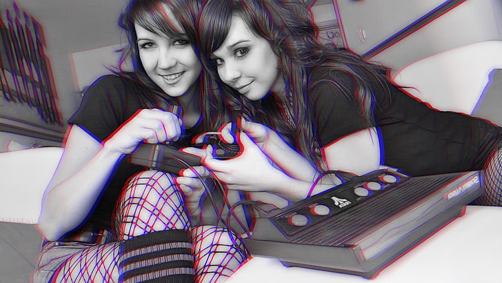 anaglyph 3D, Atari, Ariel Rebel, young women, young adult, leisure activity, HD wallpaper