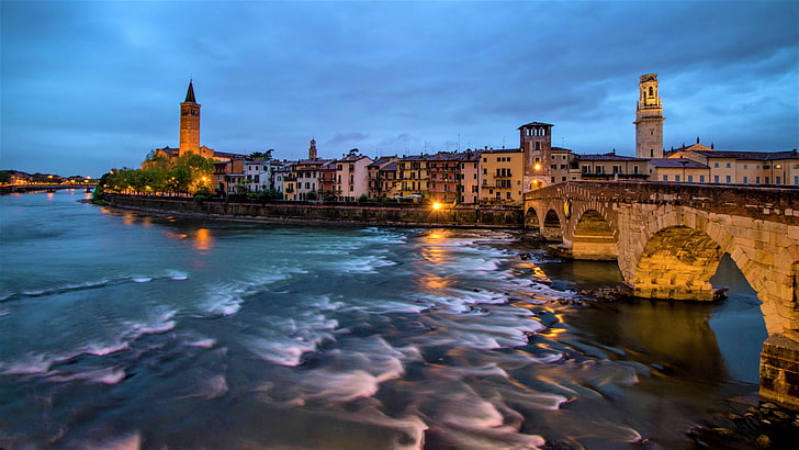 Cities, Verona, Bride, Building, City, Italy, River