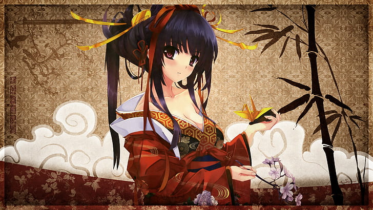 anime girls, kimono, HD wallpaper