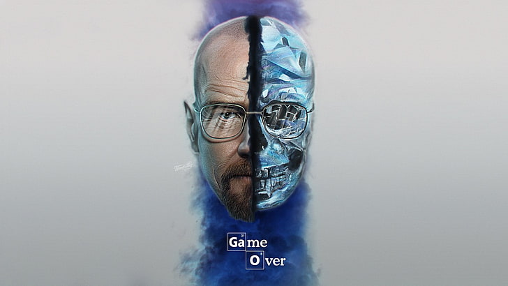 Game Over face illustration, Breaking Bad, Walter White, TV, skull