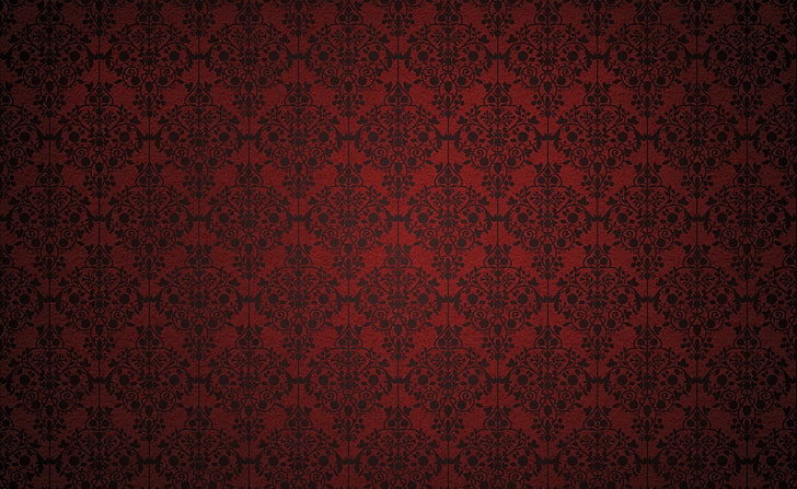 Red Damask, red wallpaper, Aero, Patterns, backgrounds, retro styled, HD wallpaper