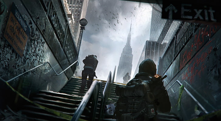 Tom Clancy's The Division Subway Exit, grey high-rise building