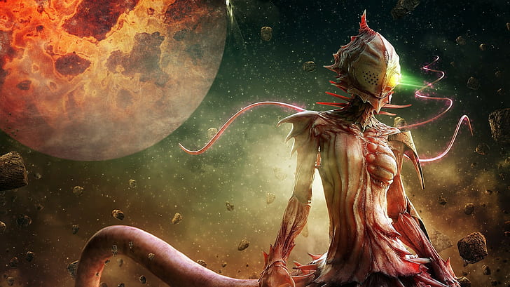 anime, Knights of Sidonia, creature, planet, HD wallpaper