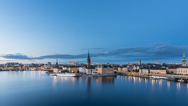 landscape photo of city, stockholm, stockholm, nikon, d810, Sweden, HD wallpaper