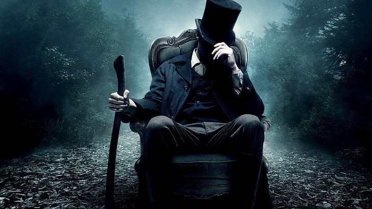 abraham lincoln vampire hunter, sitting, one person, men, front view