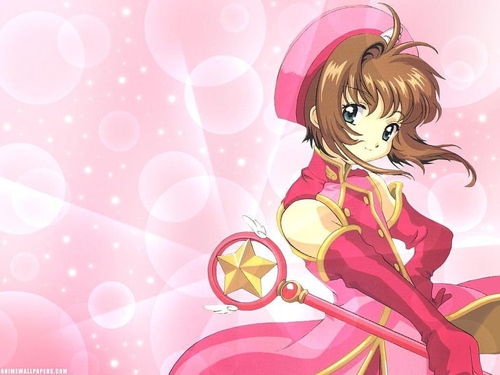 Card Captor Sakura, Kinomoto Sakura, anime girls, pink color