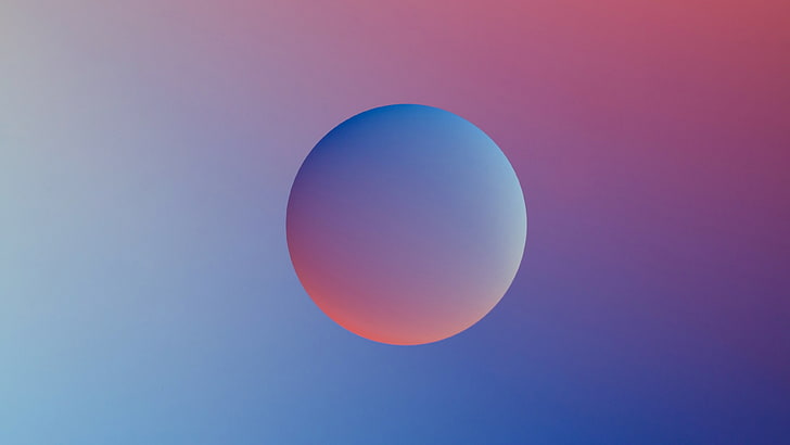 sphere, circle, blur, gradient, blue, pink, minimalist, minimal art, HD wallpaper