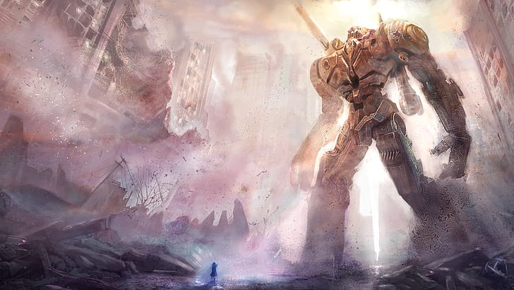 Pacific Rim Giant Robot Jaeger Girl Rubble Drawing HD, movies, HD wallpaper