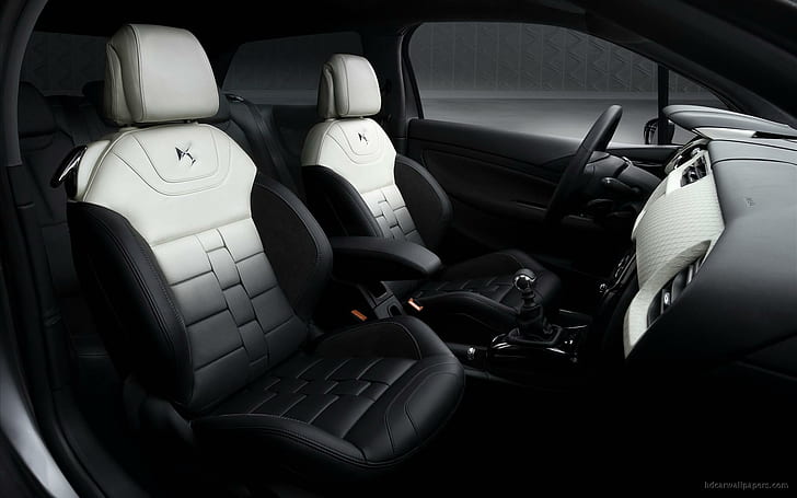 2009 Citroen DS Inside Concept Interior, black and white car bucket seat, HD wallpaper