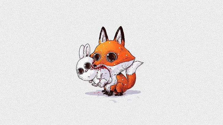 fox eating rabbit vector art, animals, minimalism, representation