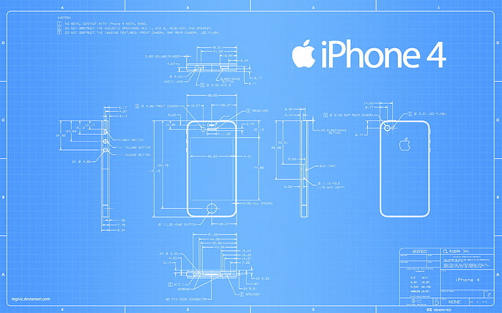 iPhone 4, drawing, dimensions, blueprint, plan, technology, drafting, HD wallpaper