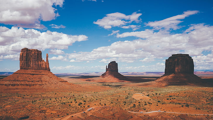 Monument Valley, landscape, desert, shadow, horizon, cloud - sky, HD wallpaper