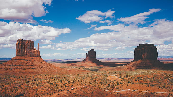shadow, desert, Monument Valley, landscape, horizon, HD wallpaper