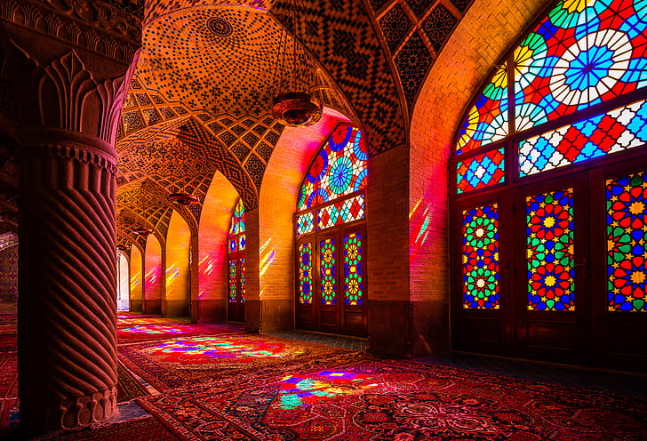 Nasir al-Mulk Mosque, architecture, Islamic architecture, colorful
