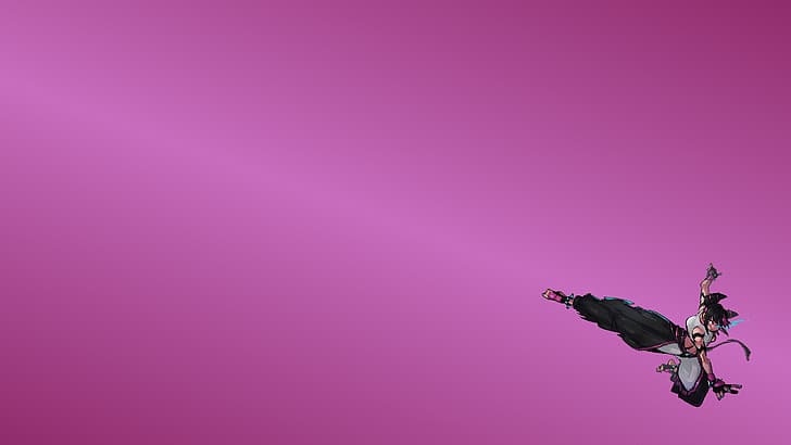 purple background, gradient, simple background, pants, short hair, HD wallpaper