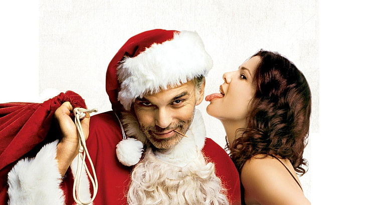movies, Bad Santa, Billy Bob Thornton, santa hat, christmas