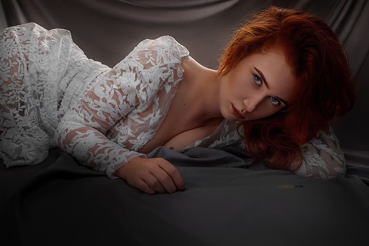 look, girl, red, redhead, Elvira Pozdnysheva, Alexander Drobkov-Dark, HD wallpaper