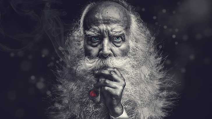 man smoking pipe wallpaper, selective coloring, old people, beards, HD wallpaper