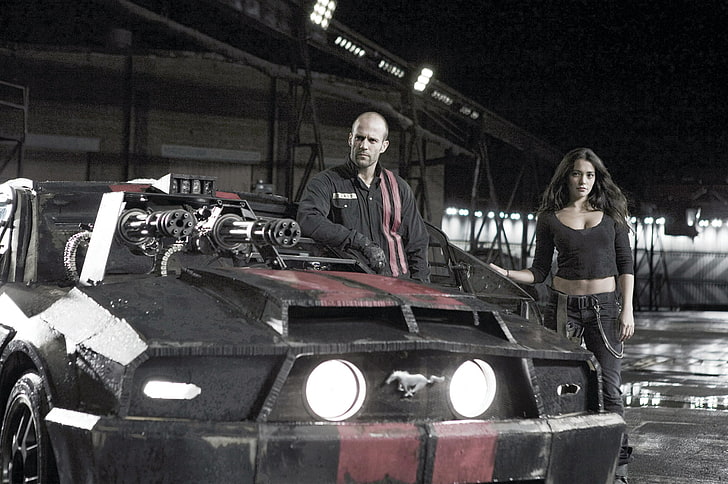 Jason Statham, girl, man, actors, Natalie Martinez, Death Race, HD wallpaper
