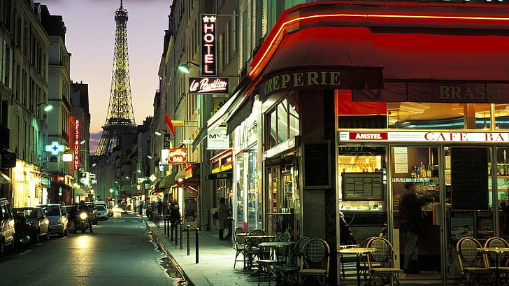 city, Paris, street, Eiffel Tower