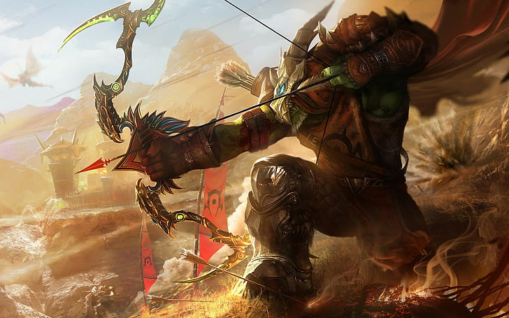 orc archer illustration, World of Warcraft, video games, spirituality, HD wallpaper