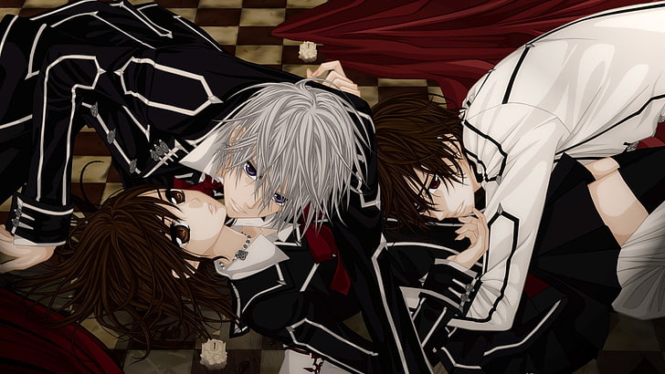 vampire knight lying down anime anime boys yuki cross kuran kaname 1920x1080  Anime Vampire Knight HD Art