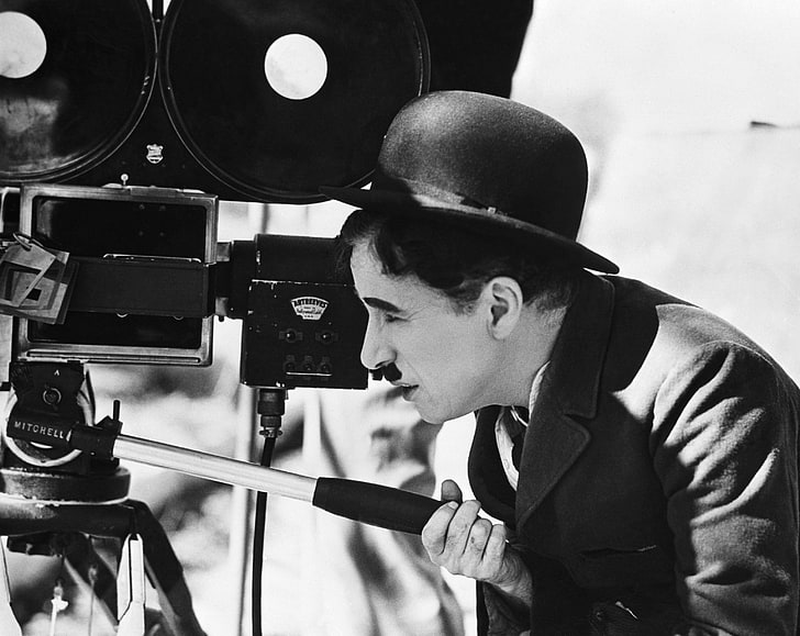 Charlie Chaplin, camera, bowler hat, mustache, camera - Photographic Equipment