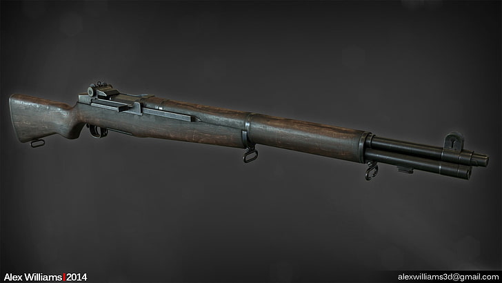 brown hunting rifle, M1 Garand, weapon, gun, warning sign, communication, HD wallpaper