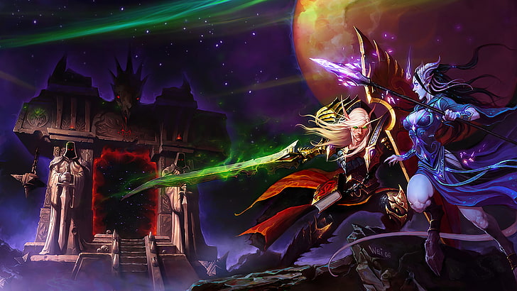 Blood Elf, draenei, World of Warcraft, fantasy art, video games, HD wallpaper