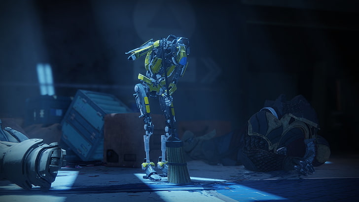 Destiny 2, robot, broom, SweeperBot, focus on foreground, no people