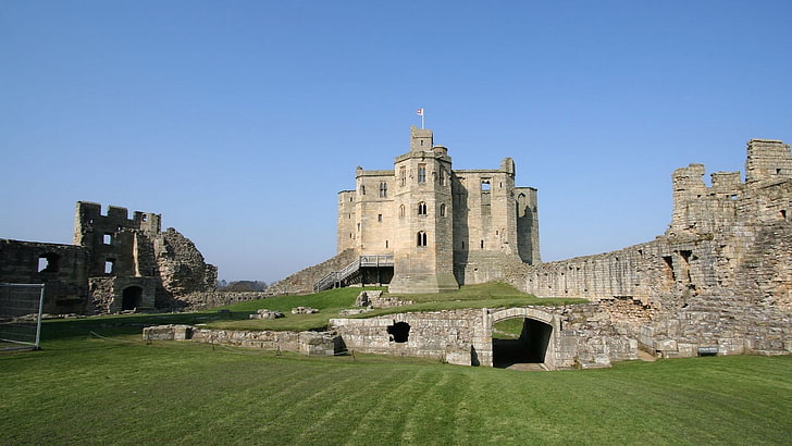 architecture, castle, Warkworth Castle, England, ruin, Northumberland, HD wallpaper