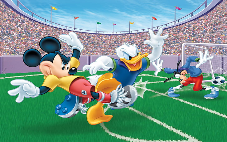 Mickey Mouse Donald Duck And Goofy Football Match Picture Of 300 Pieces Jigsaw Puzzle Disney 3840×2400, HD wallpaper